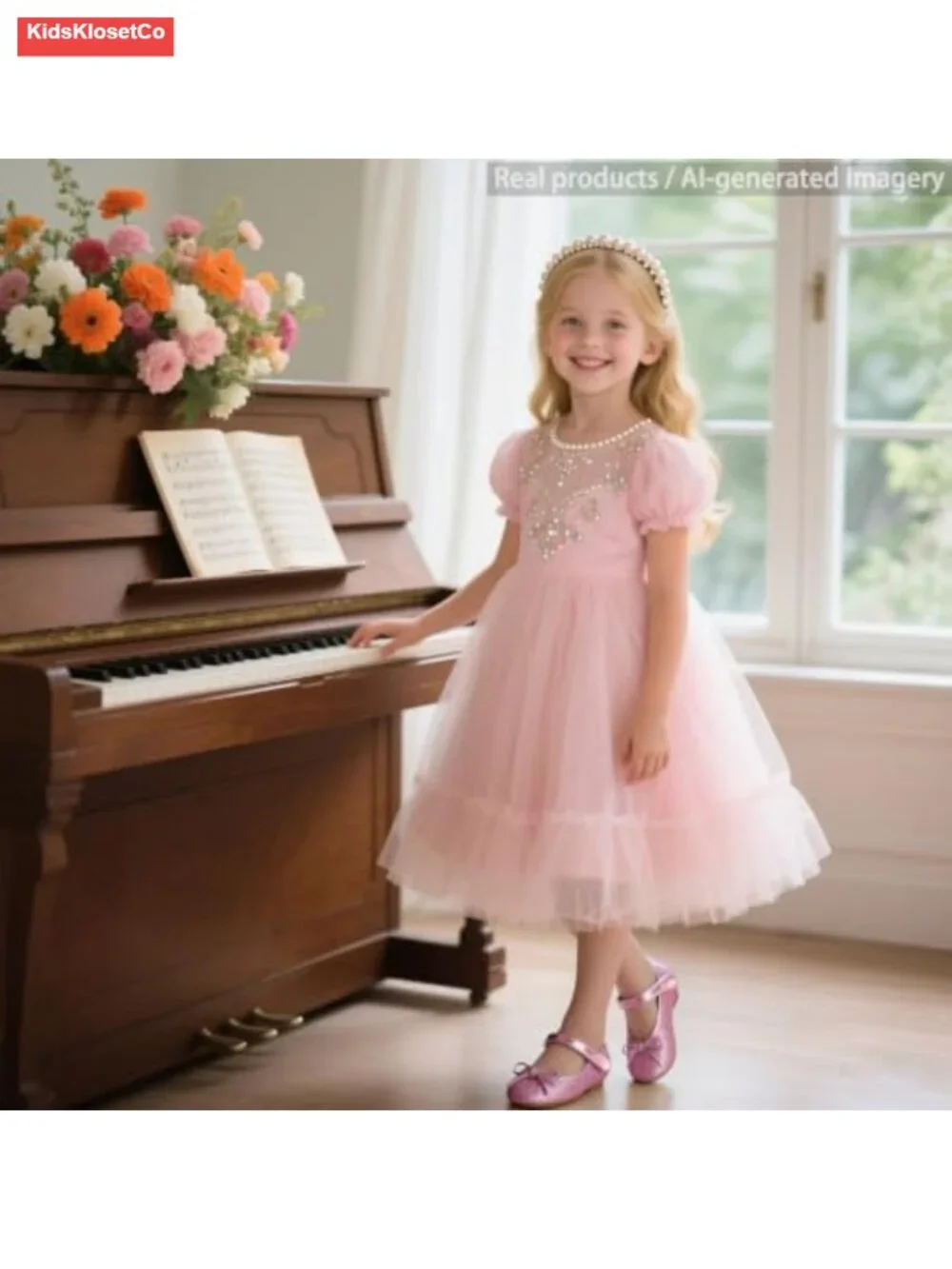 Toddler Girls Mary Jane Flats Slip-on Party Dress Shoes Round Toe Hook & Loop